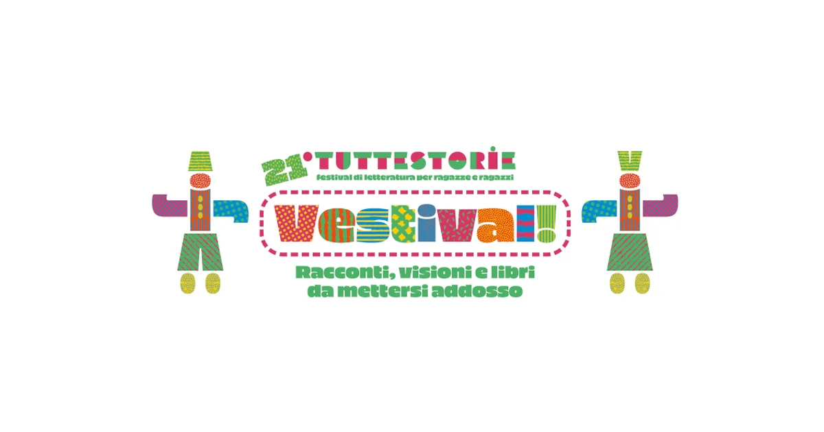 Grafica colorata della ventunesima edizione del Festival Tuttestorie